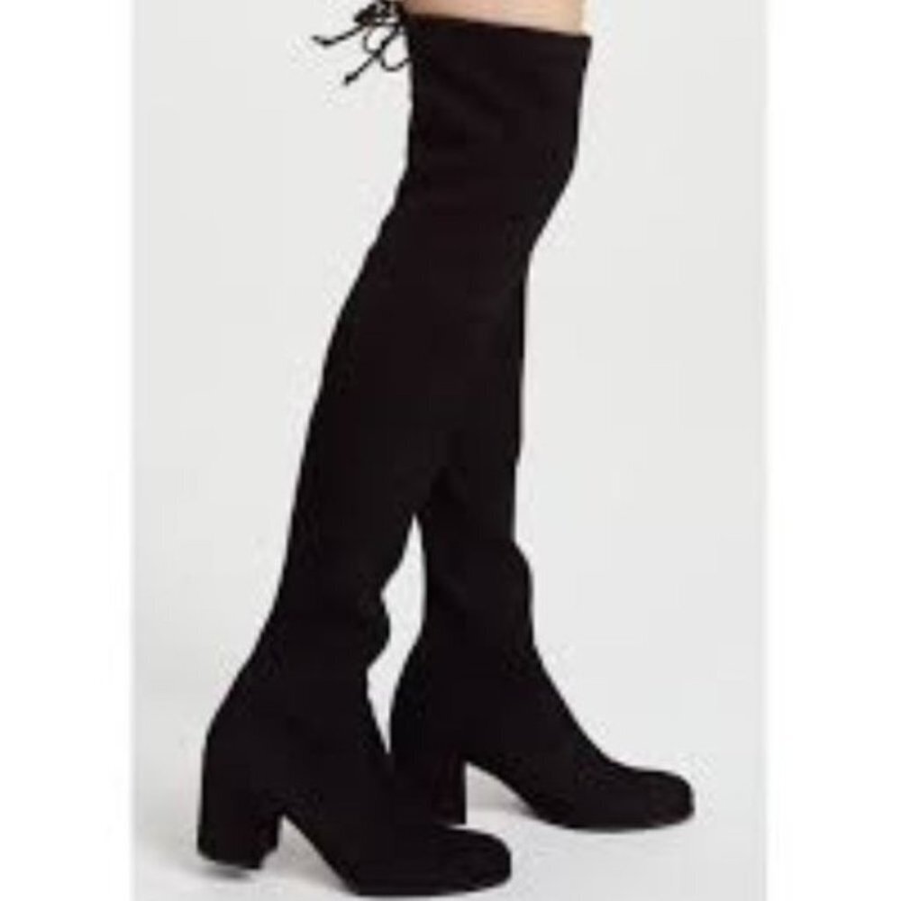 Stuart Weitzman Tieland Black Suede Over The Knee Block Heel Thigh High 9.5 Boot
